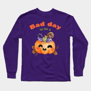 Bad Day To Be A Pumpkin Funny Cute Kawaii Long Sleeve T-Shirt